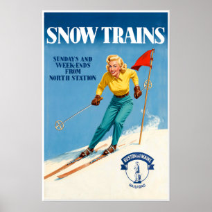 Boston and Maine Railroad Snow Train Poster