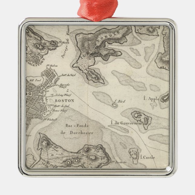 Boston and Surrounding Area Metal Ornament (Front)