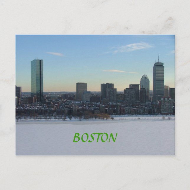 Boston and the frozen Charles River Postcard (Front)