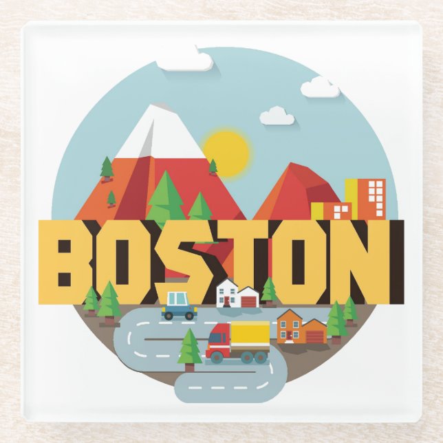 Boston As A Destination Glass Coaster (Front)