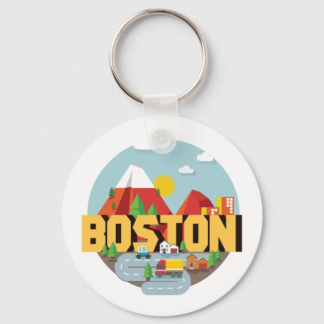 Boston As A Destination Keychain (Front)