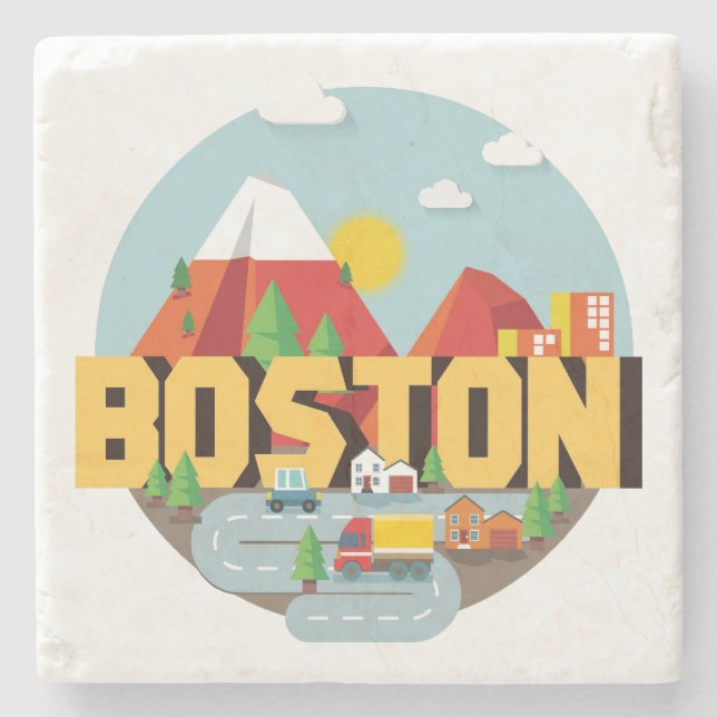 Boston As A Destination Stone Coaster (Front)