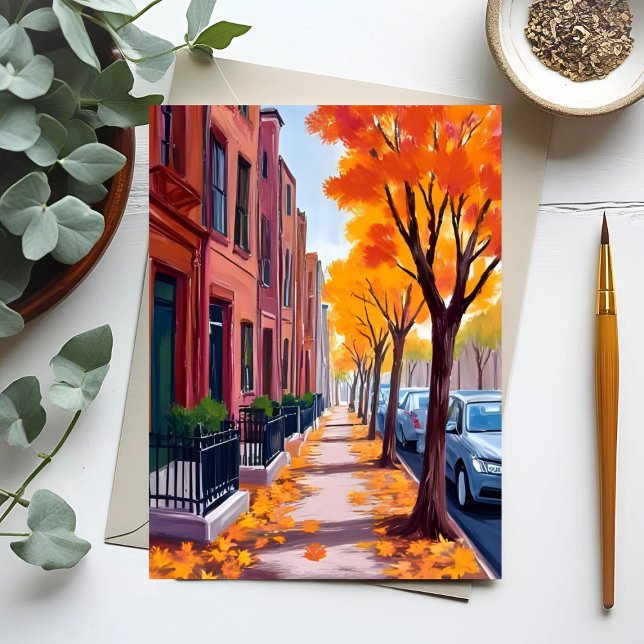 Boston Autumn Fall Foliage Watercolor Postcard (Creator Uploaded)