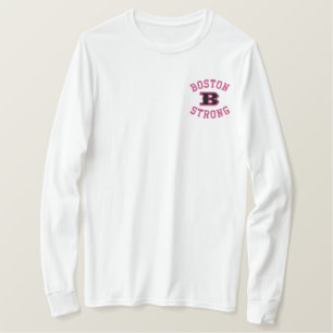 Boston B Strong Embroidered Embroidery Embroidered Long Sleeve T-Shirt