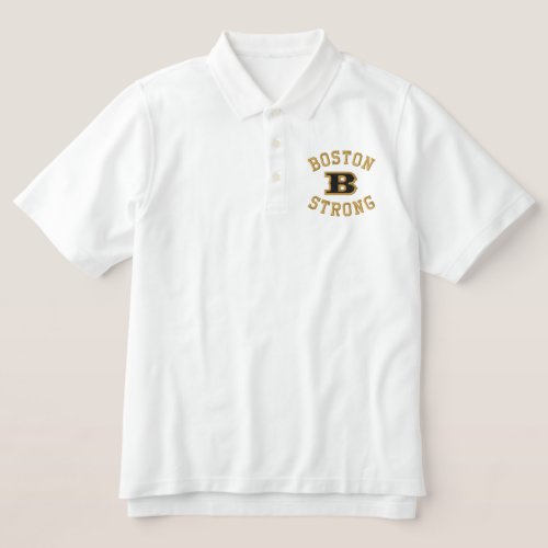 Boston B Strong Embroidered Embroidery Embroidered Polo Shirt