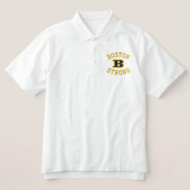 Boston B Strong Embroidered Embroidery Embroidered Polo Shirt (Design Front)