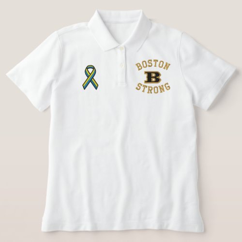 Boston B Strong Embroidered Ribbon Edition Embroidered Polo Shirt