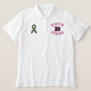 Boston B Strong Embroidered Ribbon Edition Polo Shirt