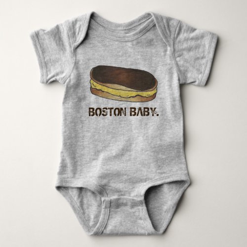 BOSTON BABY Boston Cream Pie Eclair Foodie Pastry Baby Bodysuit