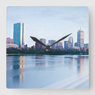 Boston Back bay across Charles River Square Wall Clock