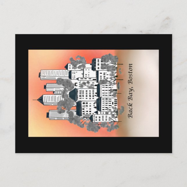 Boston Back Bay Sun Set Postcard (Front)