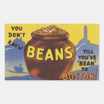 Boston Baked Beans Rectangular Sticker by ellesgreetings at Zazzle
