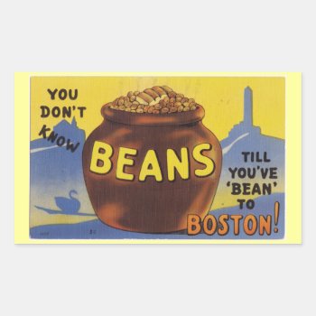 Boston Baked Beans Rectangular Sticker by ellesgreetings at Zazzle