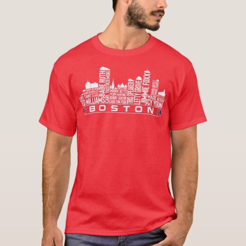Boston Baseball Legends Boston City Skyline T_Shirt