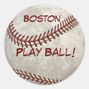 Boston Baseball  "Play Ball!" American Past-time Classic Round Sticker