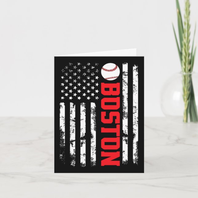 Boston Baseball Usa Flag  Card (Front)
