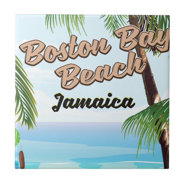 Boston bay beach, Jamaica Ceramic Tile (Front)