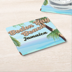 Boston bay beach, Jamaica Square Paper Coaster