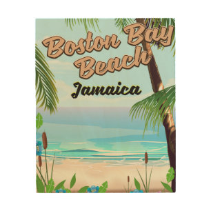Boston bay beach, Jamaica Wood Wall Art