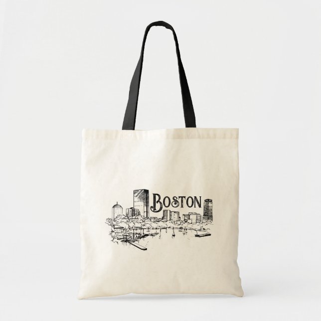 Boston Black and White Tote Bag (Front)