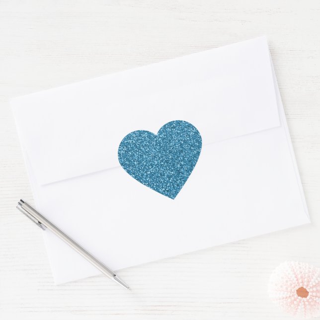 Boston Blue Glitter Heart Sticker (Envelope)