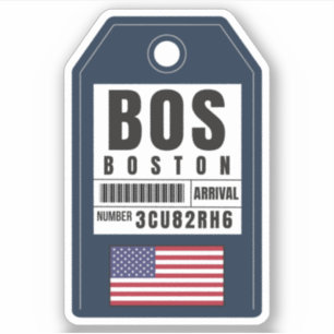 Boston Boarding Pass - Massachusetts BOS Sticker
