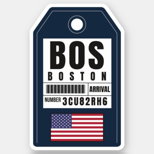 Boston Boarding Pass _ Massachusetts BOS Sticker