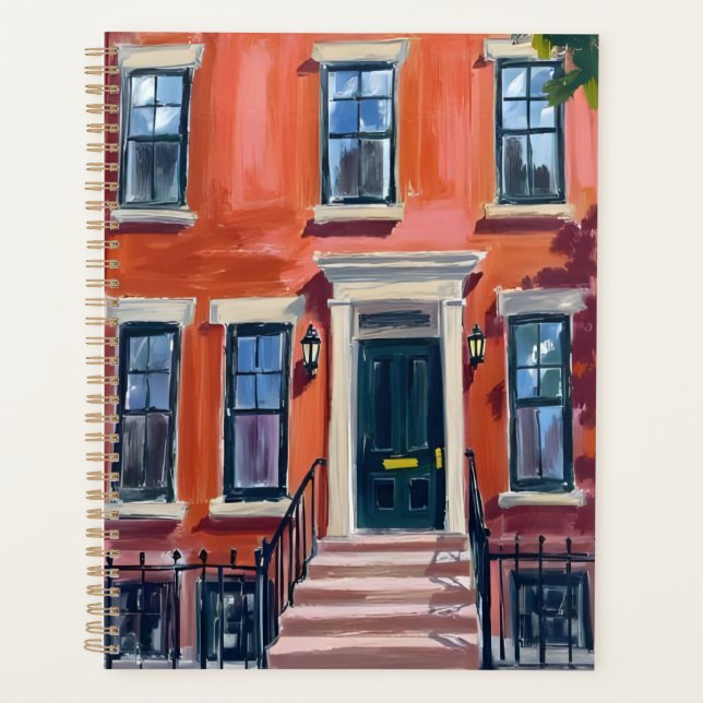 Boston Brownstones Massachusetts Watercolor Planner (Front)