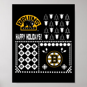Boston Bruins Ugly Christmas Holiday Sweater Poster