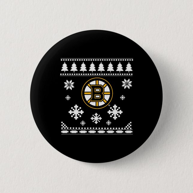 Boston Bruins Ugly Christmas Sweater Holidaze  Button (Front)