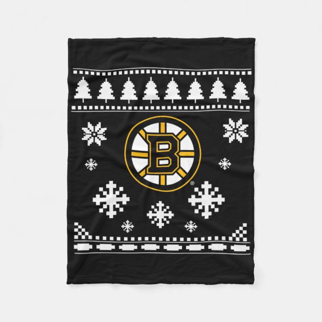 Boston Bruins Ugly Christmas Sweater Holidaze  Fleece Blanket (Front)