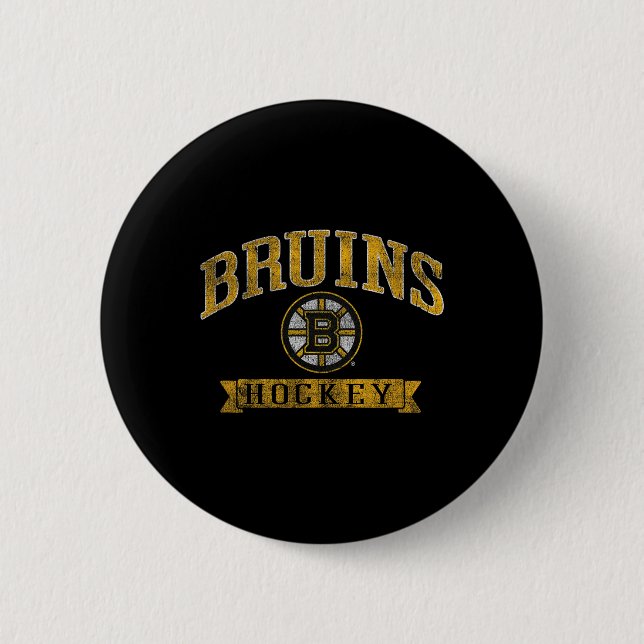 Boston Bruins Vintage Hockey Dark Heather  Button (Front)