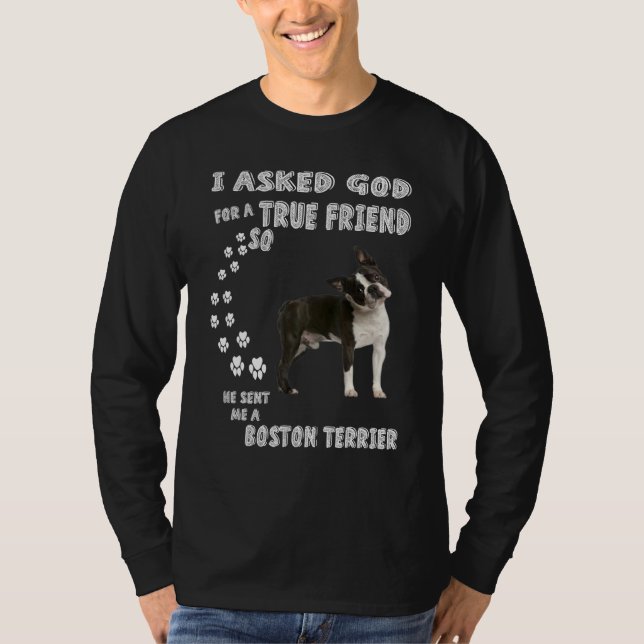 Boston Bull Terrier Dog Mom Dad Costume Cute Bosto T-Shirt (Front)