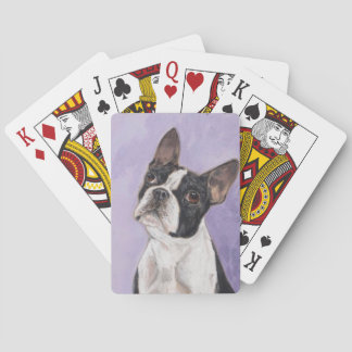 Boston bull terrier poker cards