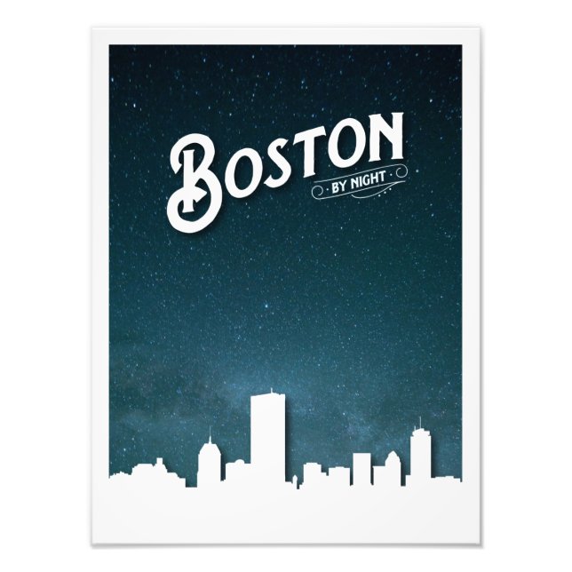 Boston by Night Skyline - Boston, Massachusetts, U Photo Print (Front)