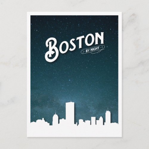 Boston by Night Skyline _ Boston Massachusetts U Postcard