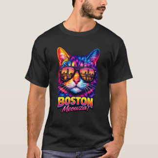 Boston Cat  Trendy Cool Colorful Kitten Sunglasses T-Shirt