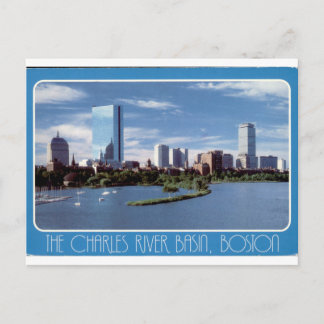 Boston Charles River Basin Vintage Skyline View Postcard