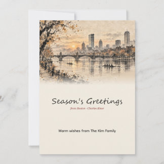 Boston Charles River Ink Wash Holiday Card