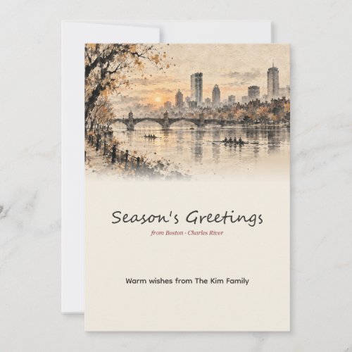 Boston Charles River Ink Wash Holiday Card