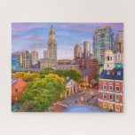 Boston City Buildings Massachusetts USA Jigsaw Puzzle<br><div class="desc">This scenic jigsaw puzzle features the historical old buildings with the modern skyscrapers in the background in Boston,  Massachusetts,  USA #travel #adventure #boston #city #usa #unitedstates #massachusetts #buildings #building #architecture #travel #adventure #cityscape #skyline #skyscrapers #sunset #colorful #landscape #jigsaw #puzzle #jigsawpuzzle #gifts #gift #fun #stockingstuffers #games #reflections</div>