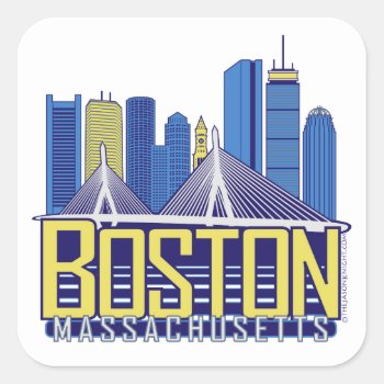 Boston City Colors Square Sticker by theJasonKnight at Zazzle