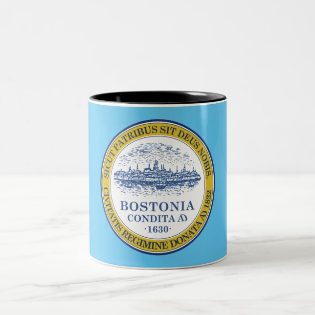 Boston city flag Two-Tone coffee mug (Center)