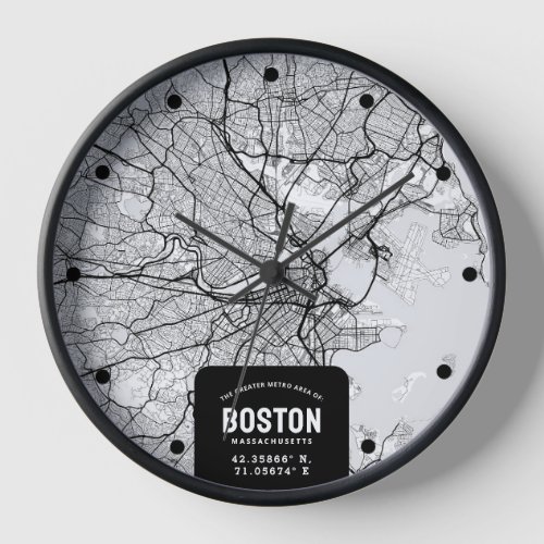 Boston City Map Clock