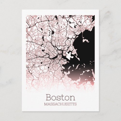 Boston City Map Postcard