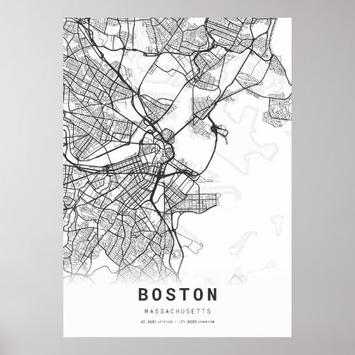 Boston City Map Poster