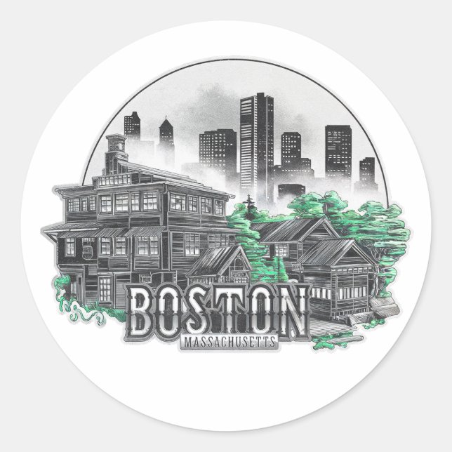 Boston City Massachusetts USA Classic Round Sticker (Front)