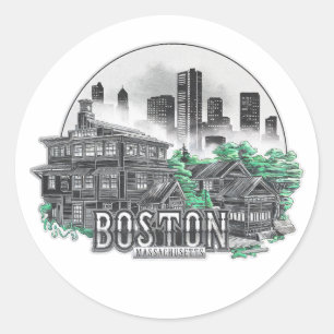 Boston City Massachusetts USA Classic Round Sticker