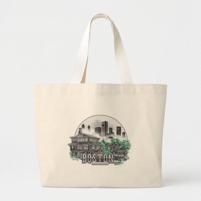 Boston City Massachusetts USA Large Tote Bag (Front)
