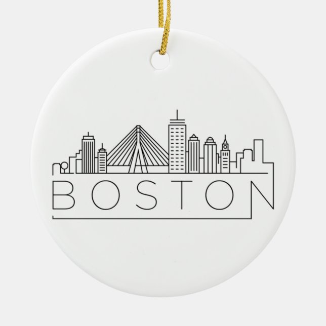Boston City Skyline, boston ma skyline Ceramic Ornament (Front)